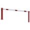 Compact hand barrier | without fixed support post | clear width: 2500 mm | with triangular lock | hot-dip galvanized and coated red / white